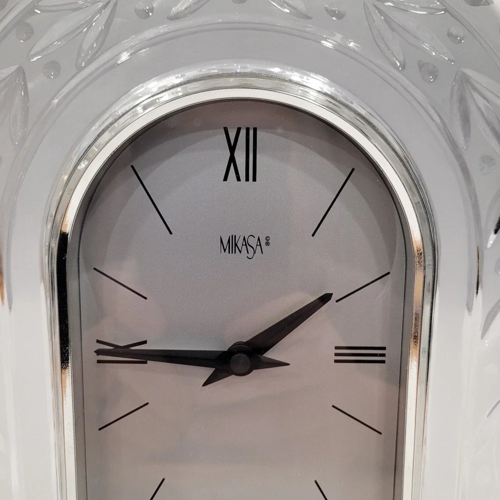 Mikasa Crystal Mantel Clock Quartz Germany Elegant Desk Shelf Decor Timepiece
